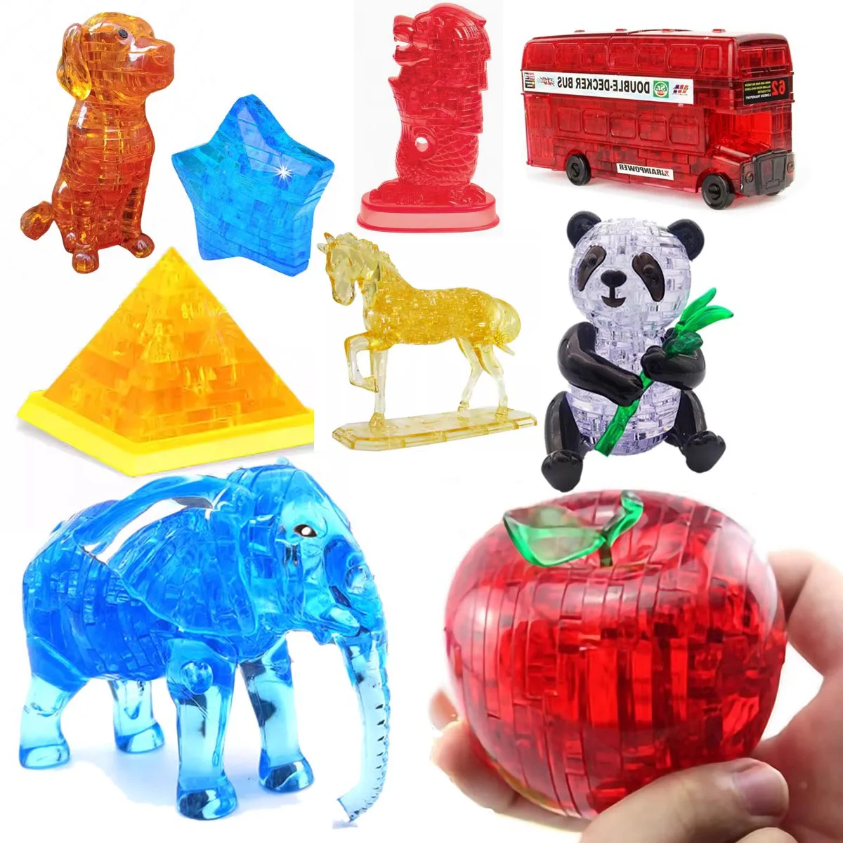 Хрустальные блоки 3D головоломка модель игрушки пирамида роза коза слон кролик