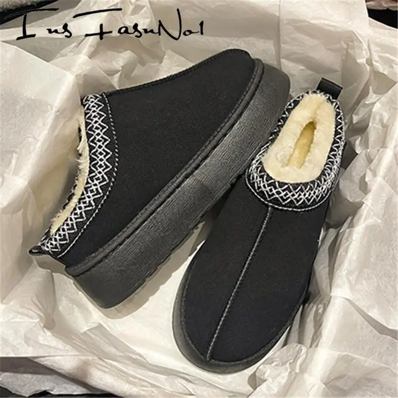 Модные женские зимние ботинки большого размера на толстой подошве и высокой