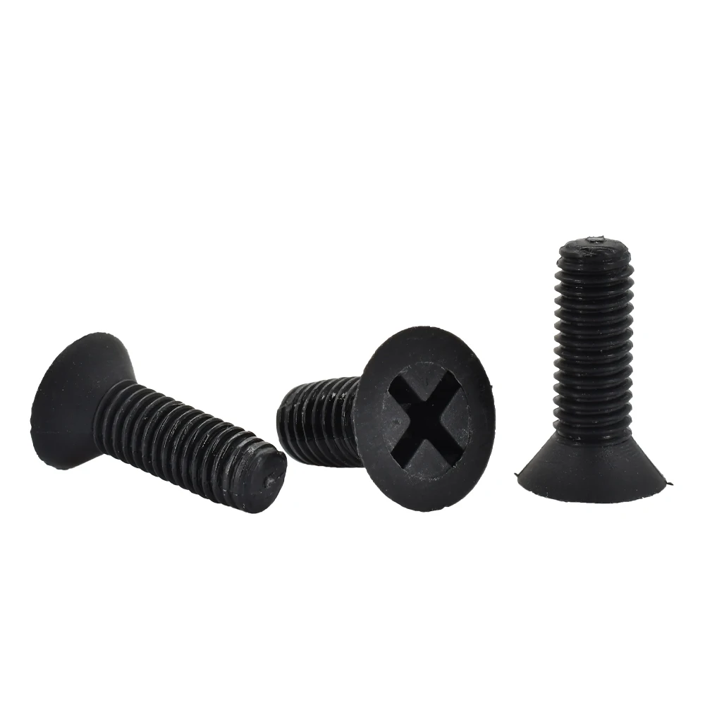 Черные нейлоновые крестовые винты M2 ~ M5 с потайной головкой подходящие для