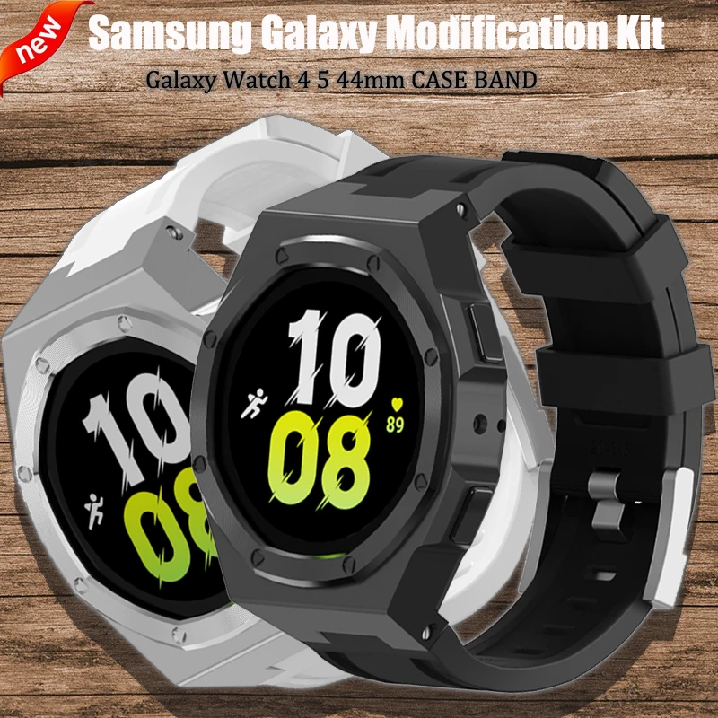 Роскошный набор модов из сплава для Samsung Galaxy Watch 4/5 44 мм резиновый ремешок