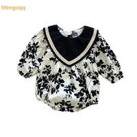 korean children clothing spring autumn baby wrapping clothes girls kids long sleeved flower jumpsuits casual outing clothes3 24m