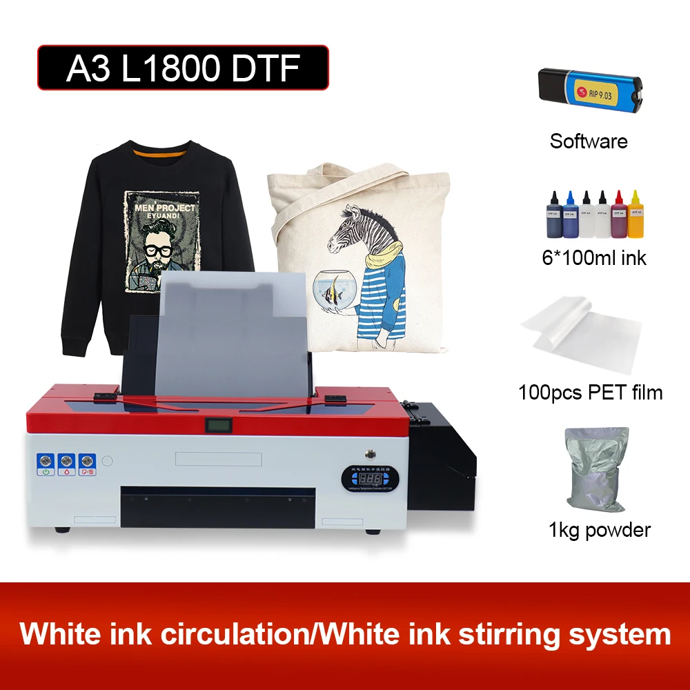 Impressão direta do filme do animal de estimação da transferência térmica com tinta de dtf máquina de impressão do t-camisa da impressora a3 de dtf para a impressora epson l1800
