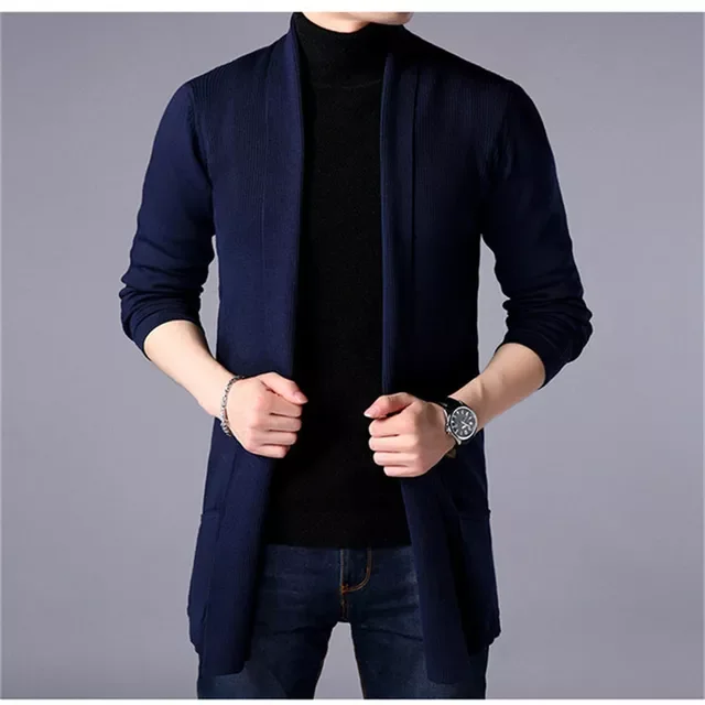 

NEW IN Coats For Men New Fashion Men Autumn Slim Long Sweaters Solid Color Knitted Jacket Men Casual Sweater Cardigans Coats