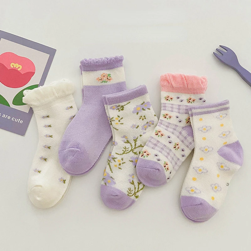 

5 Pairs Autumn Cute Cartoon Baby Socks Children Boys and Girls Baby Socks Pattern for Children Baby Clothing 0-8 Years