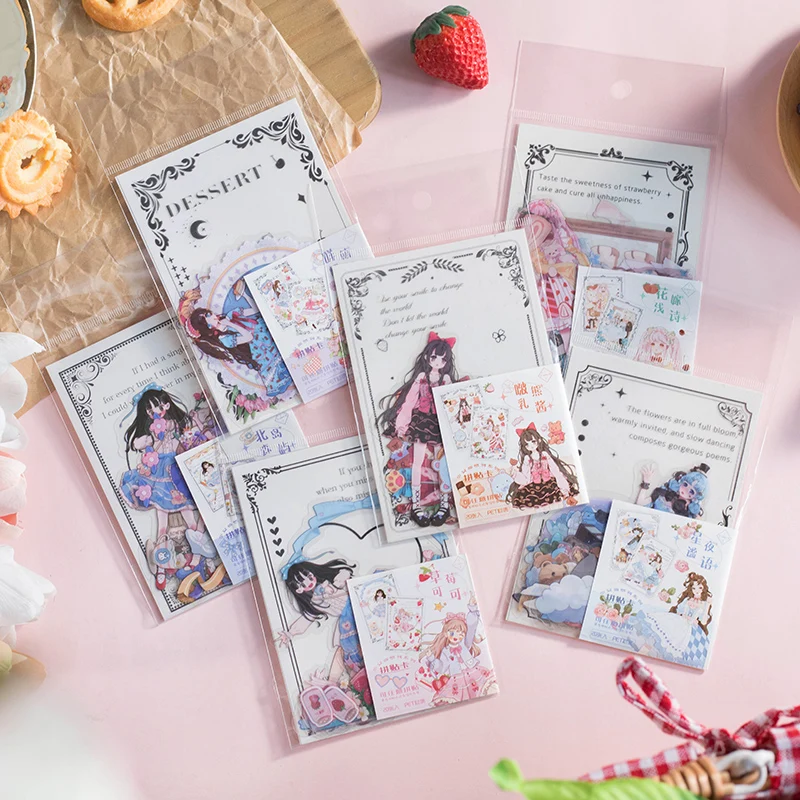 

Наклейки в ассортименте для милых девушек, домашних животных, милый Декор, для ноутбука, телефона, скрапбукинга, эстетические канцелярские ...