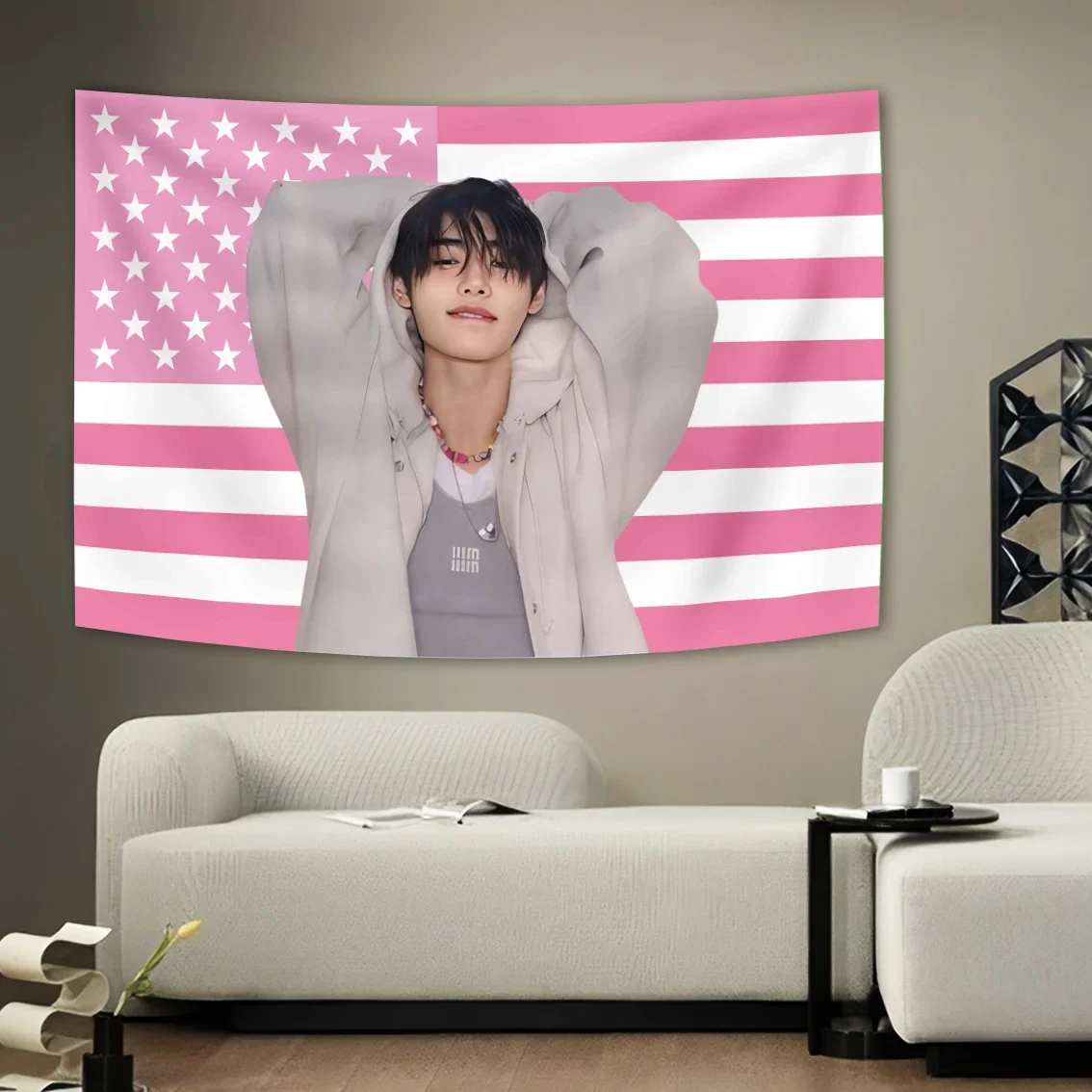 Розовый флаг гобелен из полиэстера/хлопка