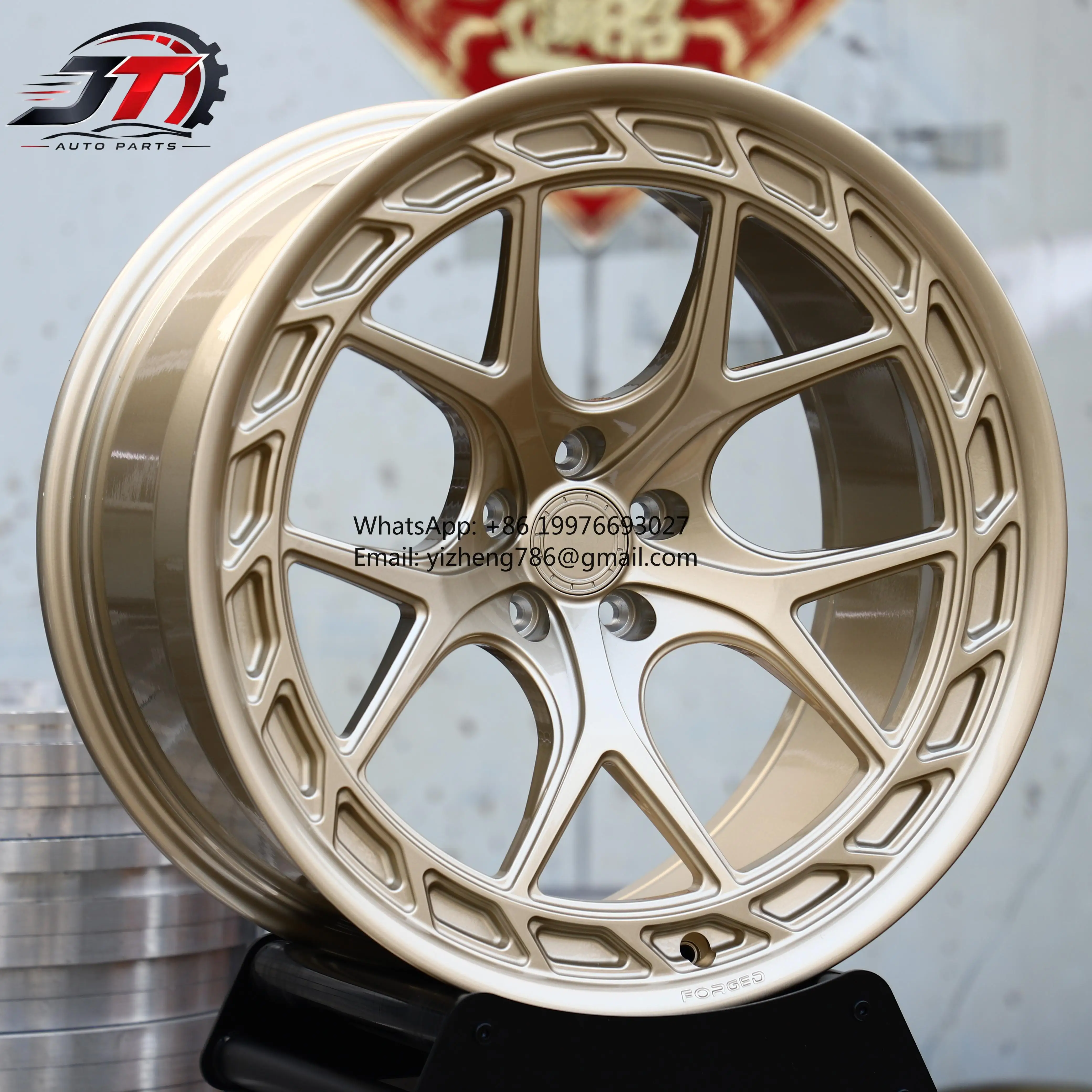 Фото Колесные диски JT Custom 17 18 19 20 21 22 дюйма 5x112 из золотистого алюминиевого сплава для GLB, CLA, EQS, E53, CLE53, GT63, C63. №1