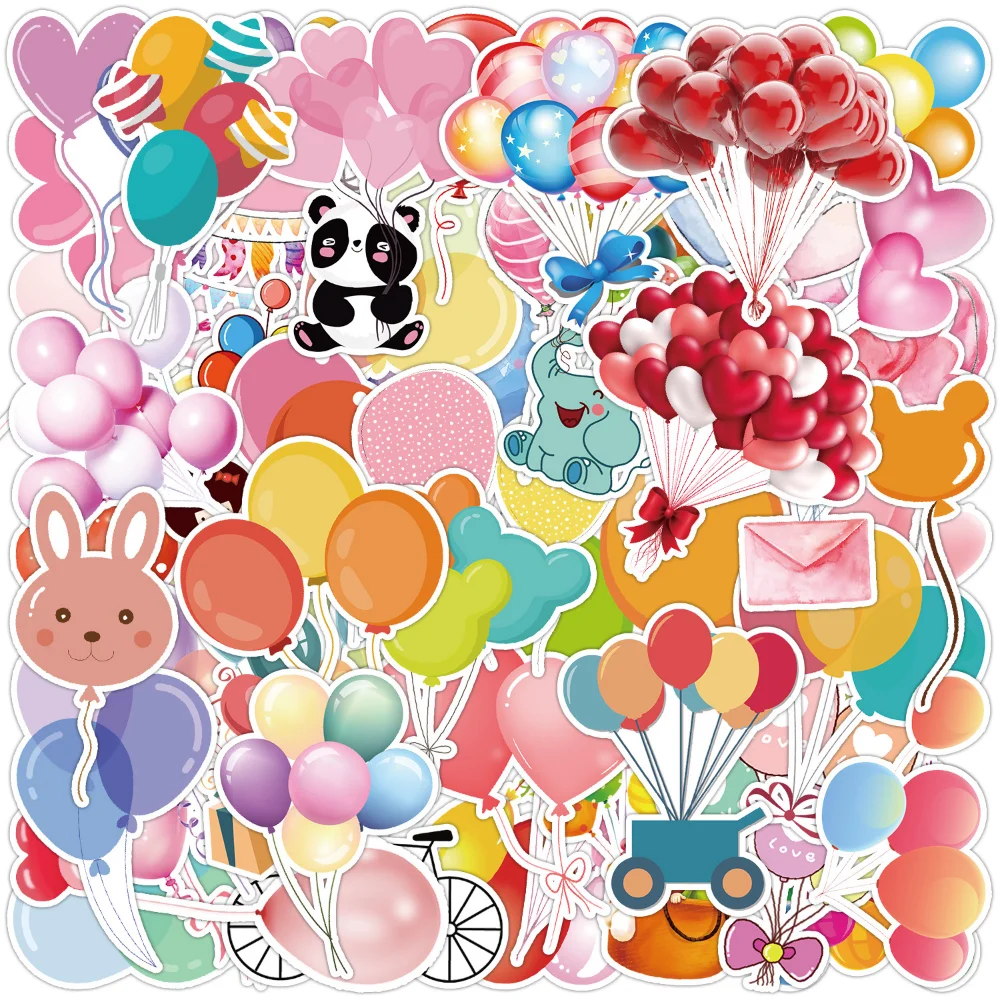 

10/50Pcs Decorated balloon Stickers Birthday Party Gift Graffiti Daily Life Delicious Sweets Luggage Window Wall Water