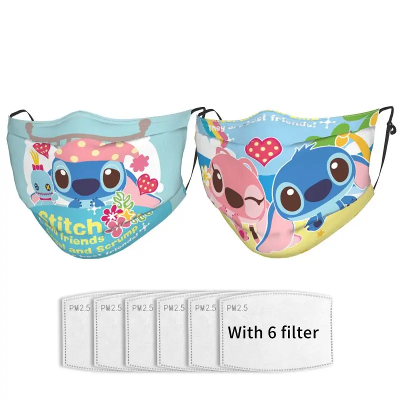 

Disney Cartoon Printing Adult Mask Outdoor Sports Protection Sunscreen Dust Masks Washable Adjustable Suitable Men Women 2PCS