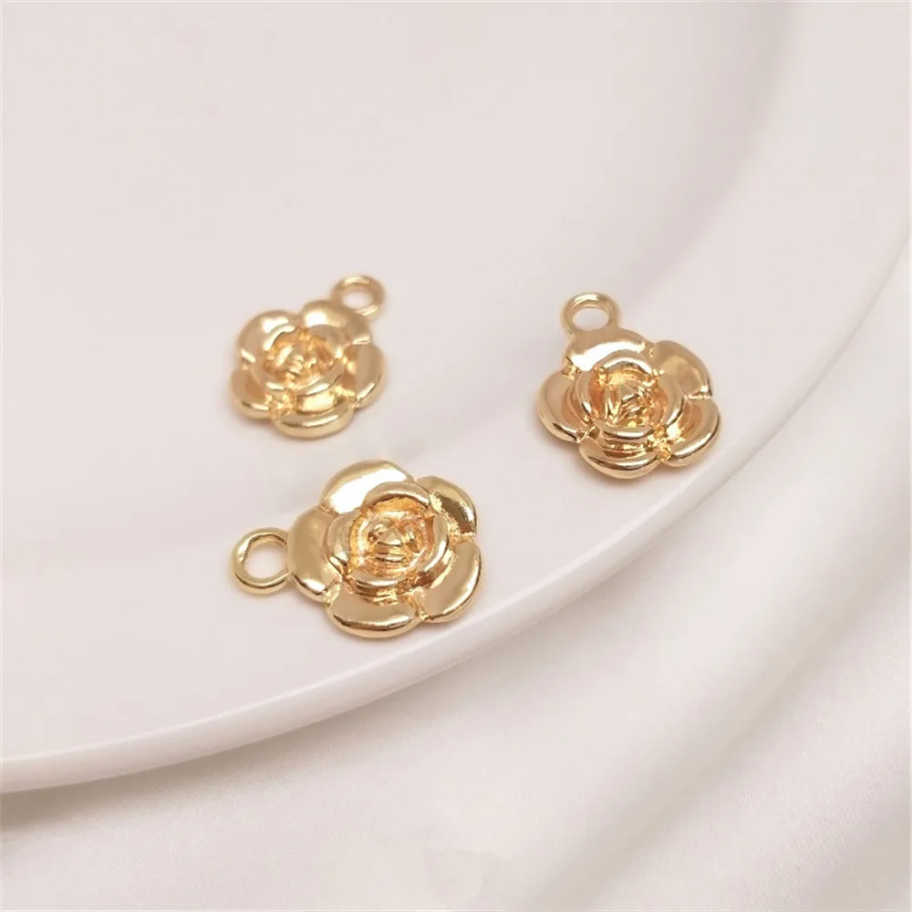 

14K Gold Filled Plated Accessories Rose pendant flower pendant handmade DIY bracelet earrings jewelry pendant