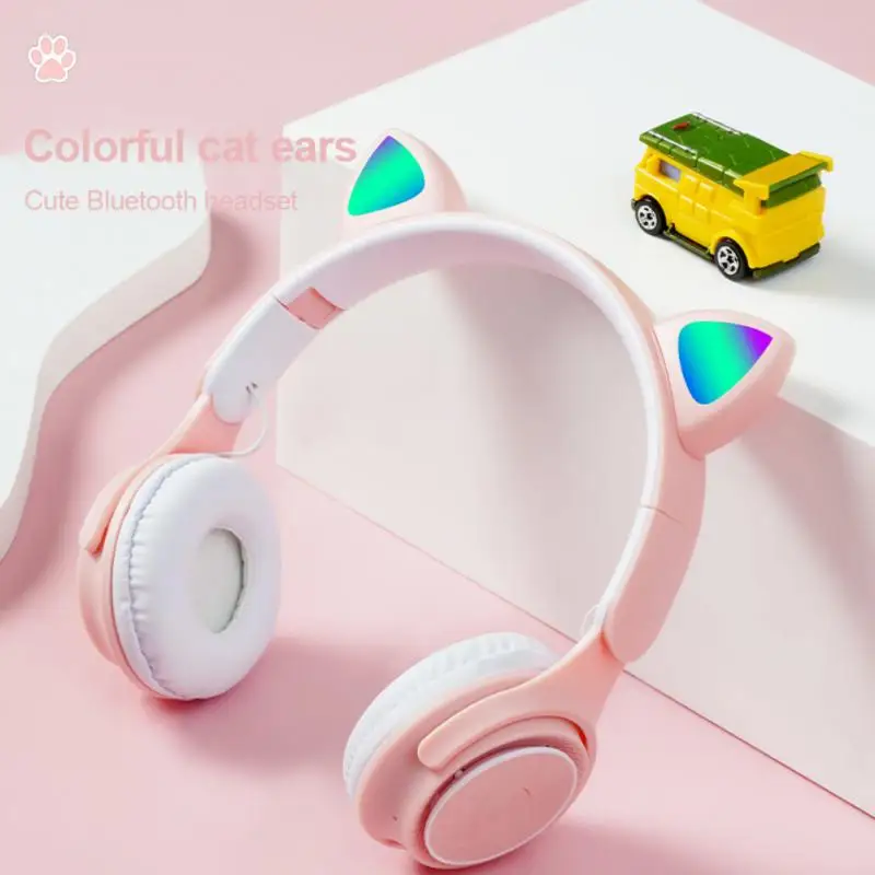 Led Light Effect Tws Earbuds Bluetooth-compatible Wireless Earphone Stereo Subwoofer Sports Headphones Cat Ear Headset Luminous