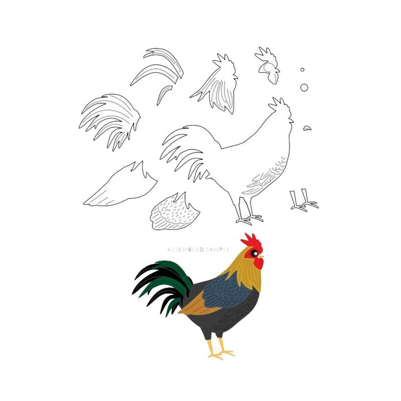 

New 2022 Animals Rooster Metal Cutting Dies Scrapbooking for Paper Making Background Frames Card Craft No Clear Stamp