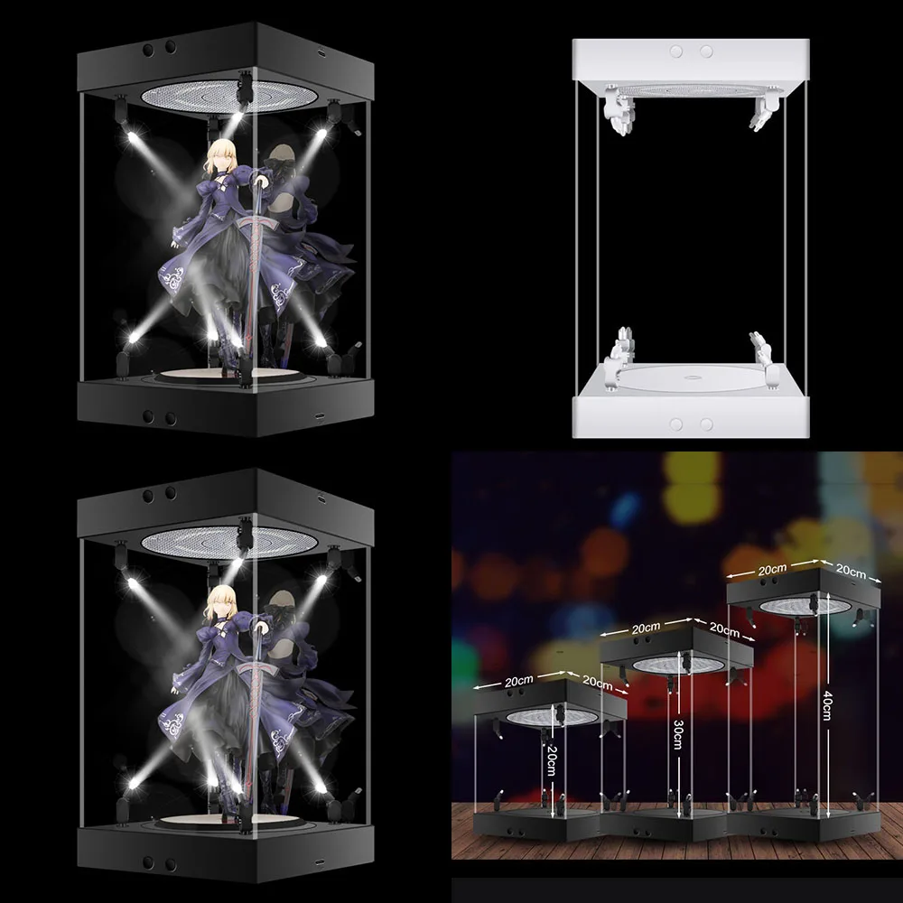 

Toy Soldier Dust-Proof Soil Transparent Multifunctional Led Spotlight Turntable Acrylic Display Box For 12" 6" Figure Model