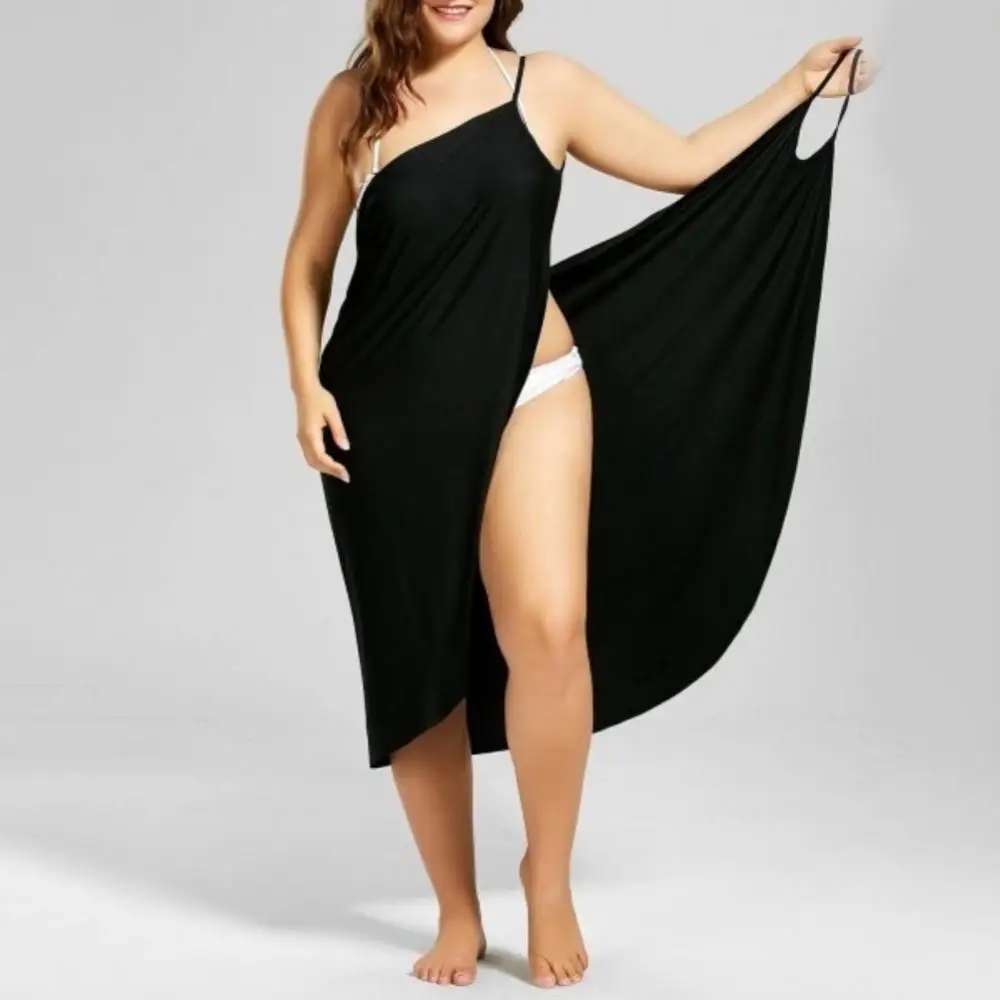

Plus Size Summer Beach Sexy Women Solid Color Wrap Dress Bikini Cover Up Sarongs