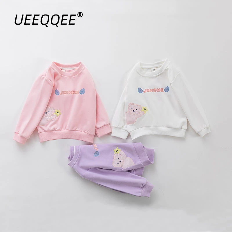 

Kids Cute Sweatshirt Embroidery Cartoon Print Letter Little Girls Casual Pullover Clothing For Children Streetwear Outwear 2-8Y