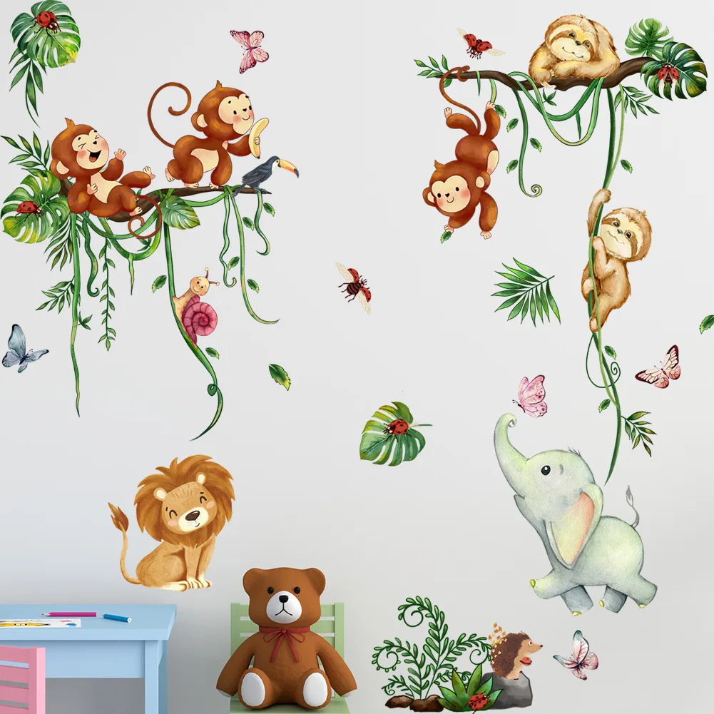 Наклейка с изображением животных и лозы для гостиной украшение детской комнаты