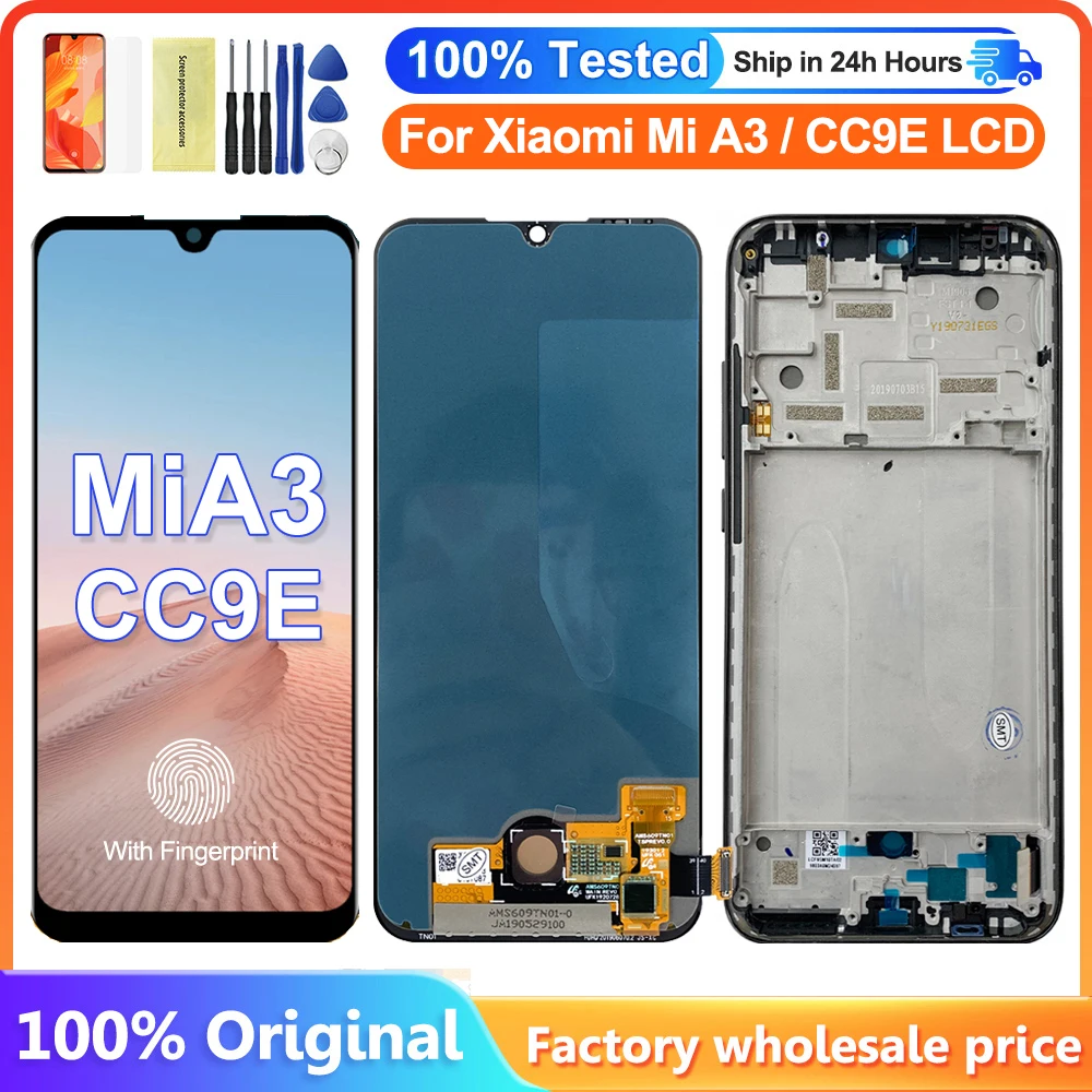 ЖК-дисплей AMOLED для Xiaomi Mi CC9E, ЖК-дисплей с сенсорным экраном и дигитайзером в сборе с рамкой для Xiaomi Mi A3, MiA3, экран дисплея