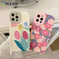 Fashion Embroidered tulip Flower Phone Case For Xiaomi Lite 10s Poco Redmi K40 K30 K20 Note Pro Soft Back Cover