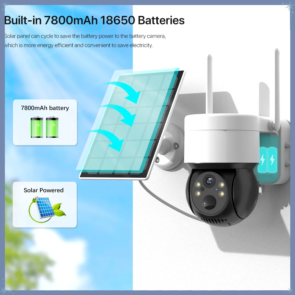 

wifi camera solar Outdor IP65 Waterproof 2MP PTZ Remote contral ip cam security protection solar panel solar action camera espia