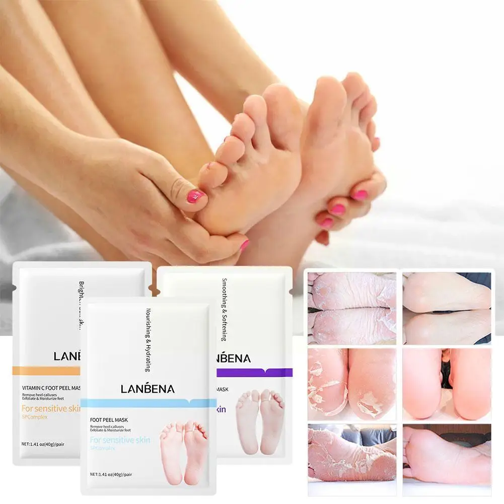 

LANBENA Lavender Foot Peel Mask Exfoliating Feet Peeling Cuticles Patches Pedicure Mask Foot Care Heel One Pair Dead Remove L2Q9