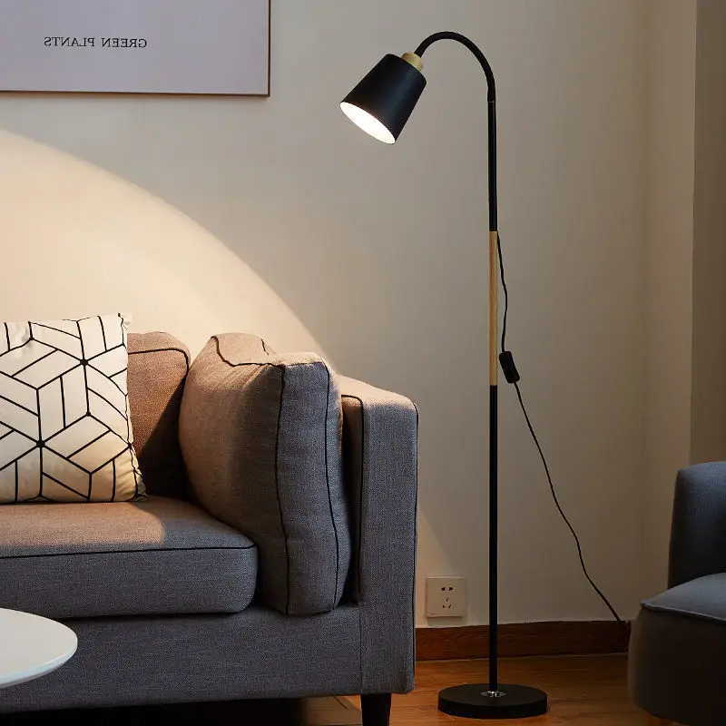 Nordic Led Floor Lamp Modern Bedroom Living Room Dining Kitchen Study Bedside E27 Light Holder White Black Lighting Fixture | Лампы и