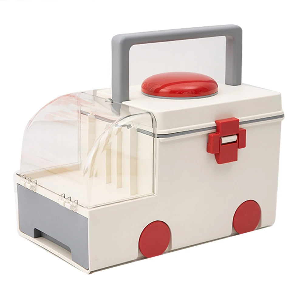 

Креативная коробка для хранения, милая вместительная коробка для лекарств, семейная коробка, настольный органайзер для офиса, серый и белый