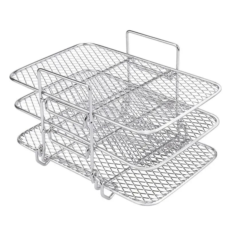 

Air Fryer Rack 3 Layer Dehydrator Rack Toast Rack Multi-layer Air Fryer Accessories Rack Stainless Steel Fine Mesh Vegetable