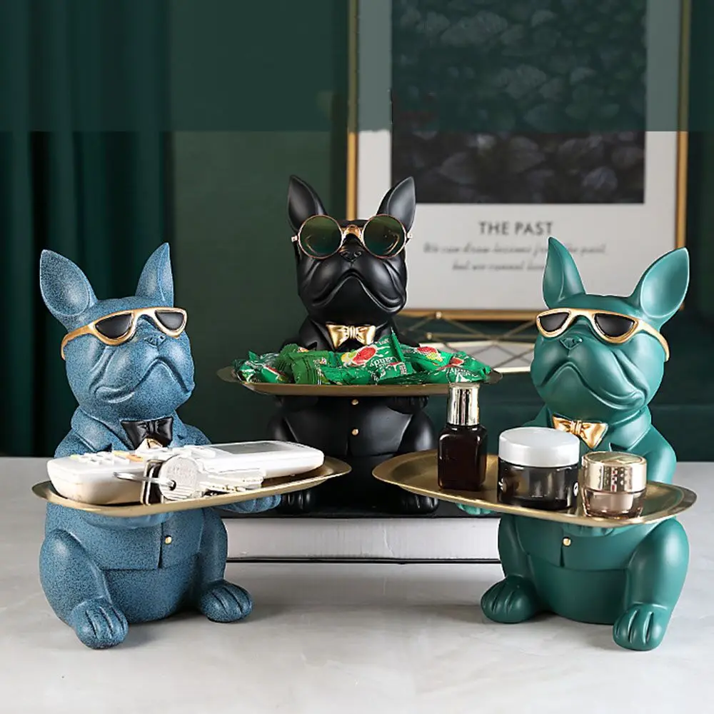 

Скандинавская скульптура французского бульдога, фигурка собаки, домашнее искусство, статуя, поднос для хранения, Настольная декоративная п...