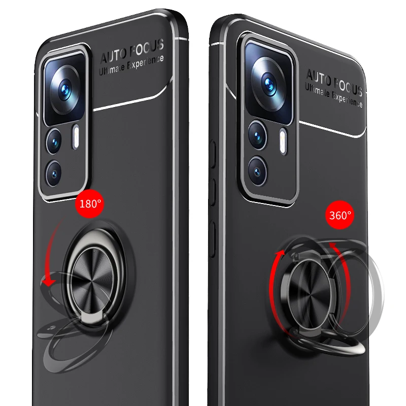 

For Xiaomi 12T Pro Case Metal Ring Holder Silicone Cover Armor Shockproof Protector Back Phone Case For Xiaomi 12T Pro Xiaomi12T