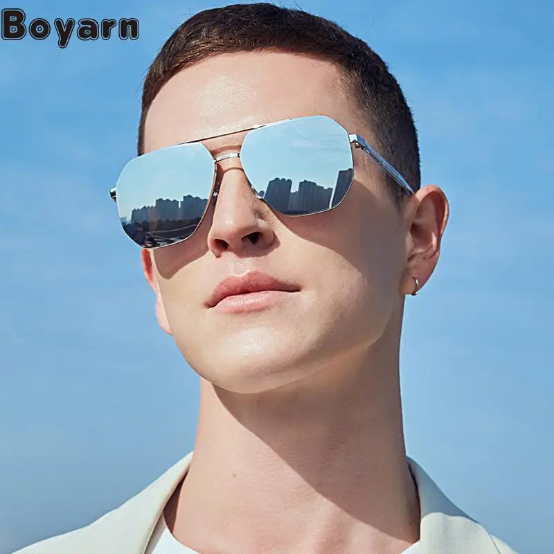 

Boyarn New Nylon Polarized Sunglasses Men's Frameless Double Beam Polygon Sunglasses Men's Drivers Shades Eyewear