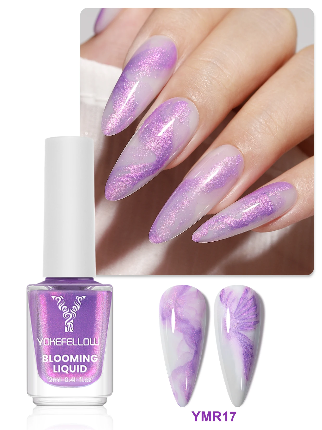 YOKEFELLOW Blooming Liquid 12 мл металлический блеск Nature Air Dry акварельный гель для ногтей Blossom
