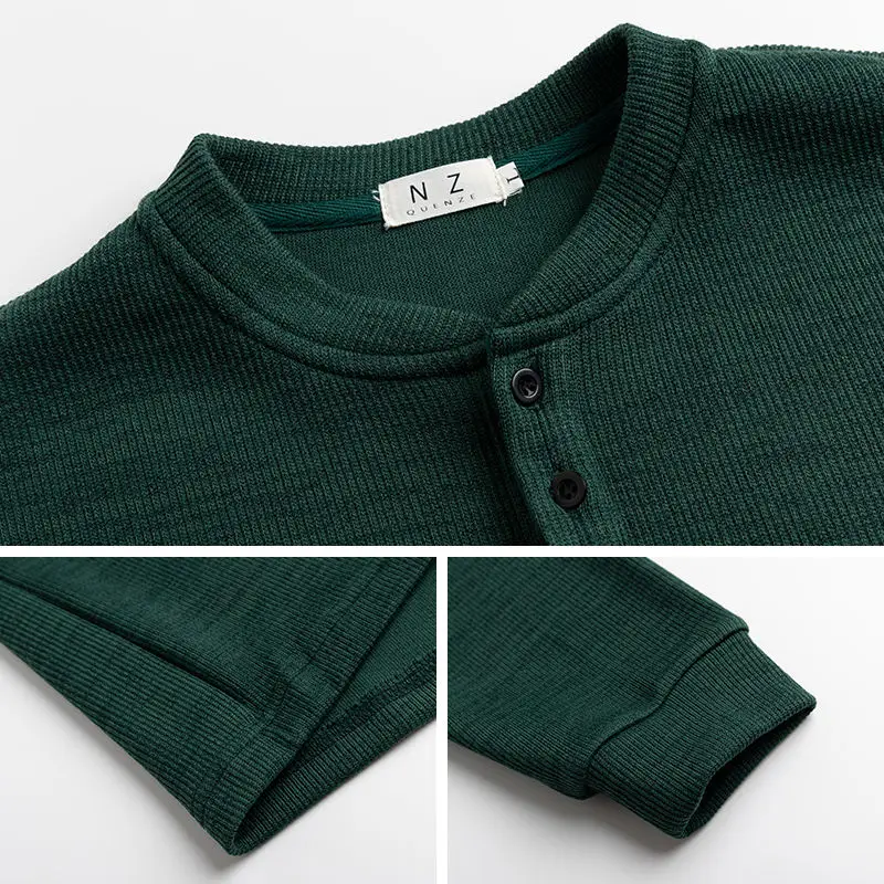 Мужская футболка с длинным рукавом и воротником Генри