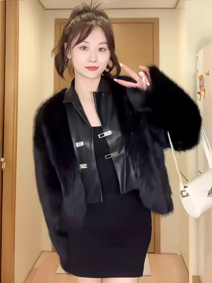 Корейский толстый лоскутный мех искусственный лисьий женская зимняя новая