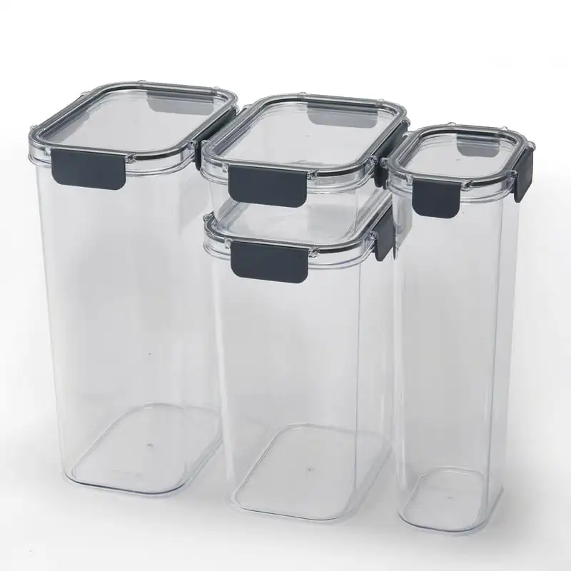 

Rectangular Tritan Canister Set, Clear Lid and Grey Clasps