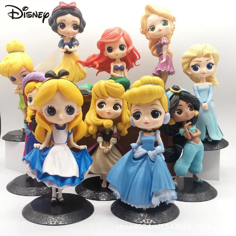 

Disney Princess Figure Q Version Elsa Snow White Cinderella Mermaid Shepherdess Cake Decoration Frozen Princess Kawaii Girl Toys