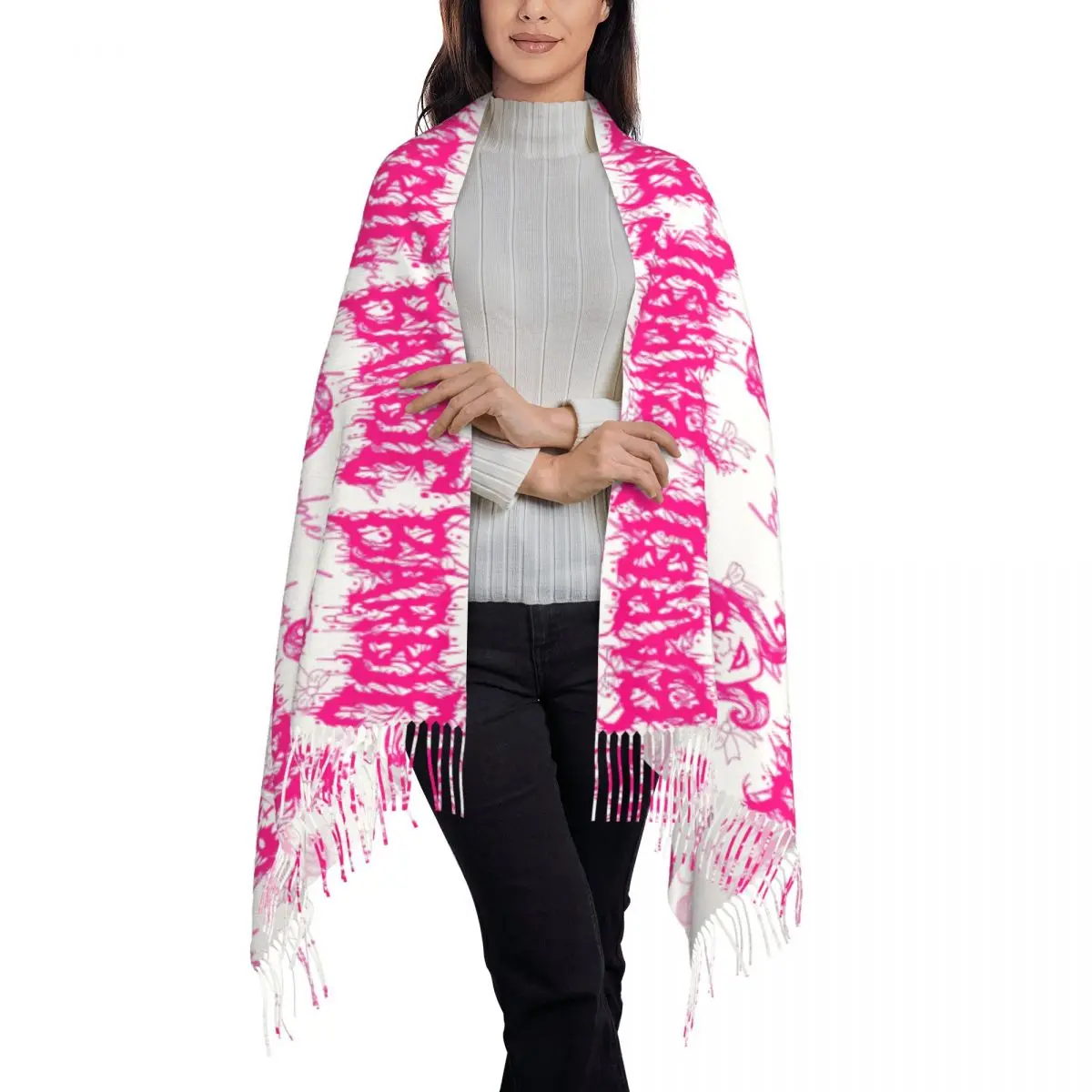 Женские длинные шарфы для Хэллоуина жуткие куклы Барби женские зимние мягкие