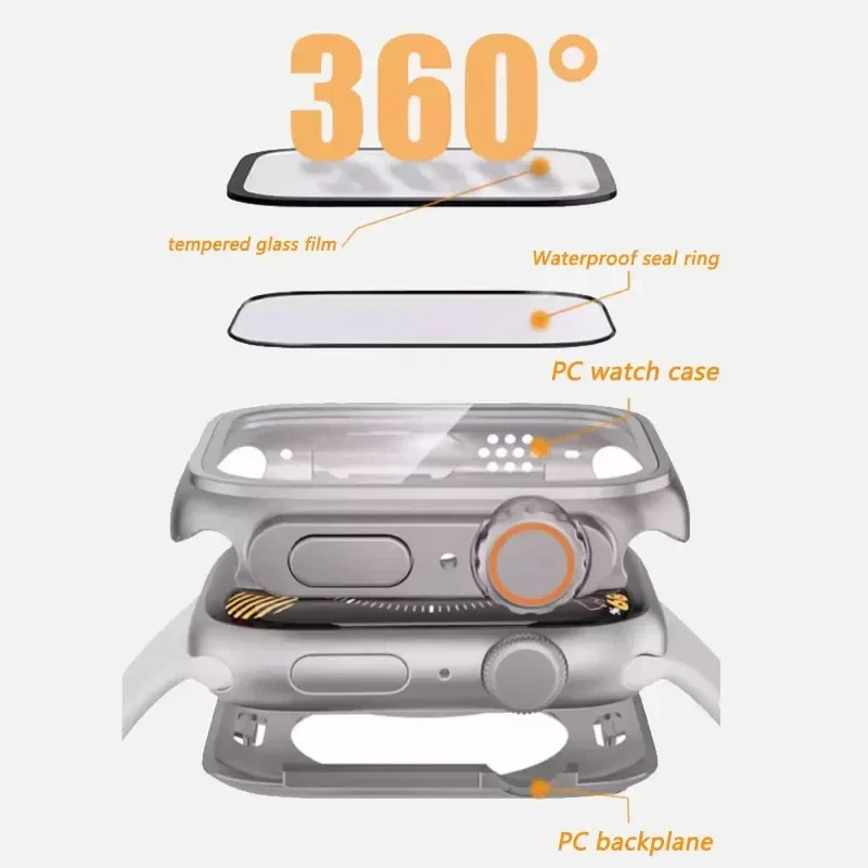 Чехол из закаленного стекла для Apple Watch 41 мм 45 40 44 Защитная пленка экрана телефона