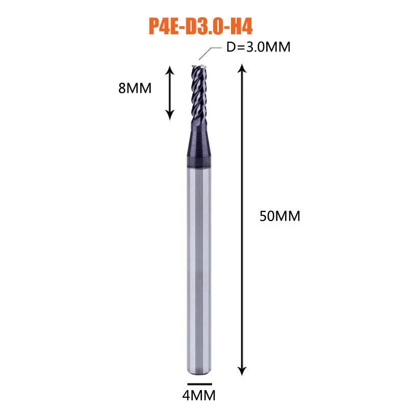 Dreanique 1 шт. твердосплавные 4 канавки P4E d1-d12 концевые фрезы HRC50 торцевые фрезы с лицевой и пазом с покрытием P4E