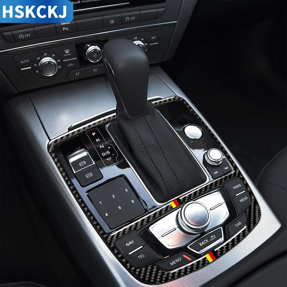 

Наклейки из углеродного волокна для Audi A6 S6 C7 A7 S7 4G8 2012-2018, коробка переключения передач, рамка переключения передач, панель переключения пере...
