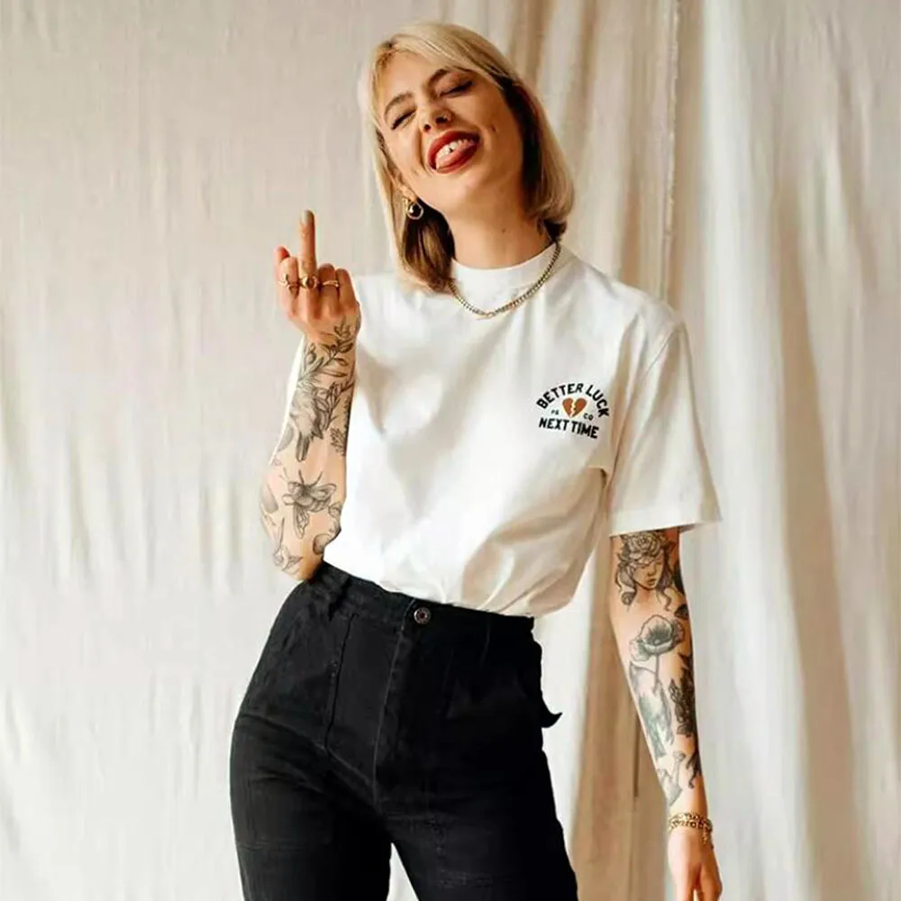 Женская футболка с надписью Better Luck Y2K стильные летние свободные хлопковые