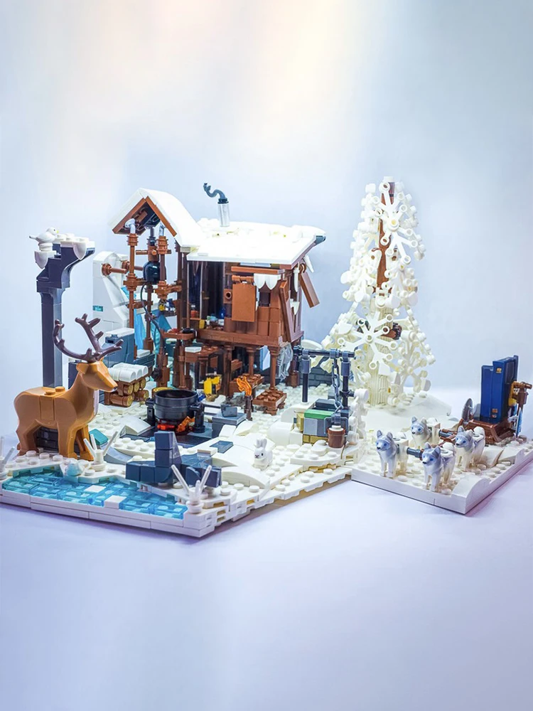 977 шт. MOC City Street Views, модульный зимний подъем, строительный блок, сделай сам, образовательная сборка, детская игрушка, подарок на день рождения, Рождество (art.: 3920d302e1e07) - 3920d302e1e07