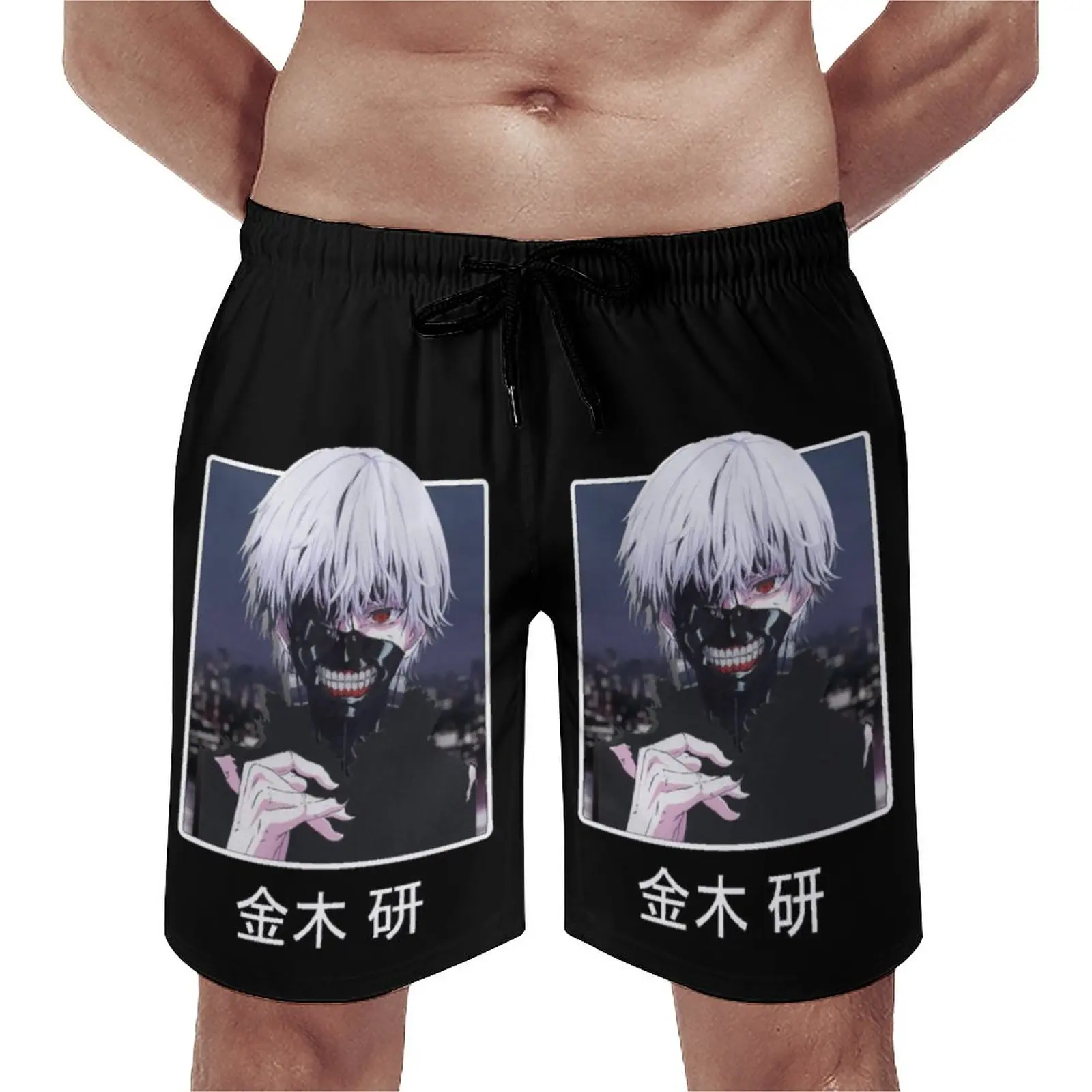 

Kaneki Ken on An аниме город Токио Гуль доска шорты Tokyoghoul белый волос один глаз Гуль удобные пляжные брюки ежедневный