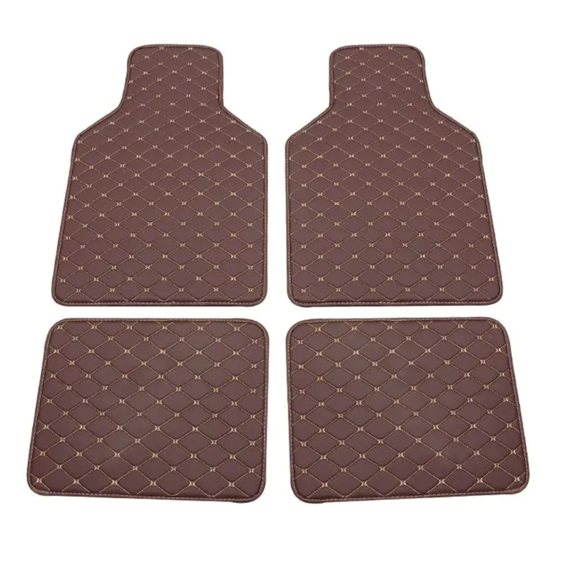 

4pcs Universal Fit PU Leather Black Car Floor Mat Waterproof Foot Pads Protector Non-Slip Auto Carpet Interior Moulding