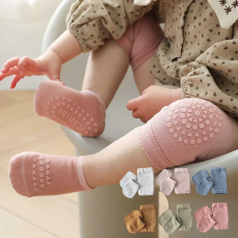 Children Knee Pads Baby Floor Socks Summer Infant Baby Anti-slip Crawling Sports Protection Leg Warm Toddler Socks Set For 0-3 Y