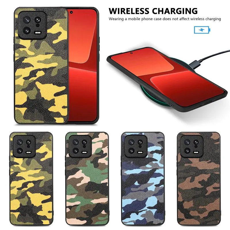 

camouflage Leather Phone Case For Xiaomi 13 Pro Shockproof Anti-Drop Magnetic Slim Back Cover