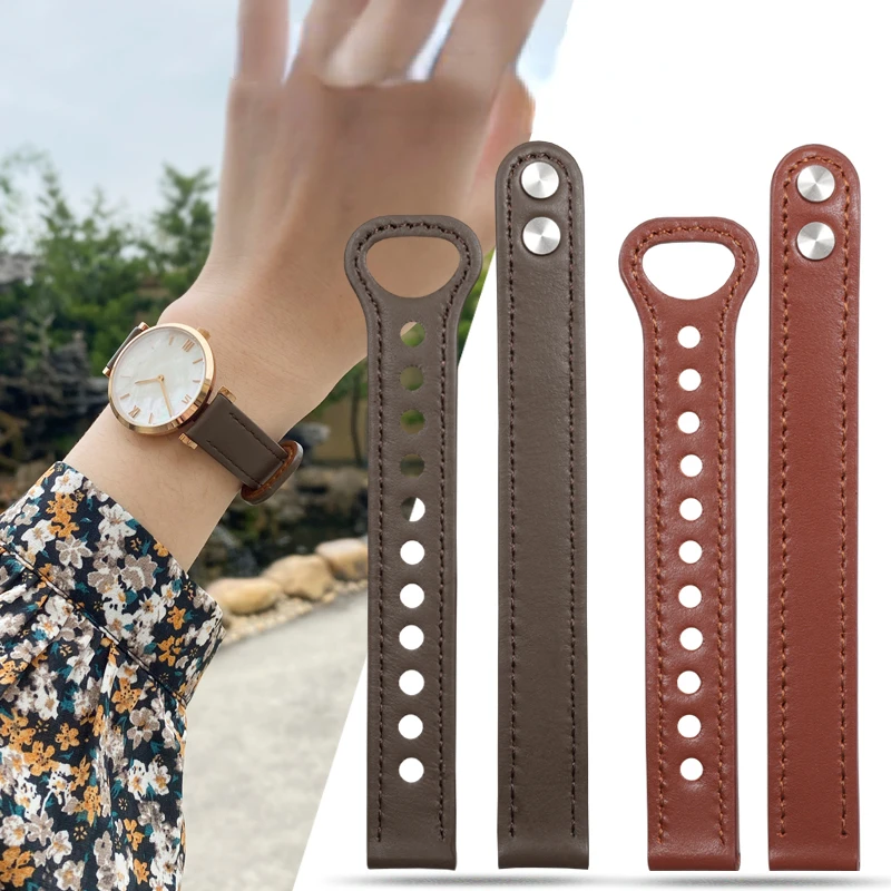 

Genuine Leather Watch Band for Armani Women's Strap Starry Sky Ar1908/1926/1909 Ferris Wheel DW Soft Comfortable Watch Strap14mm