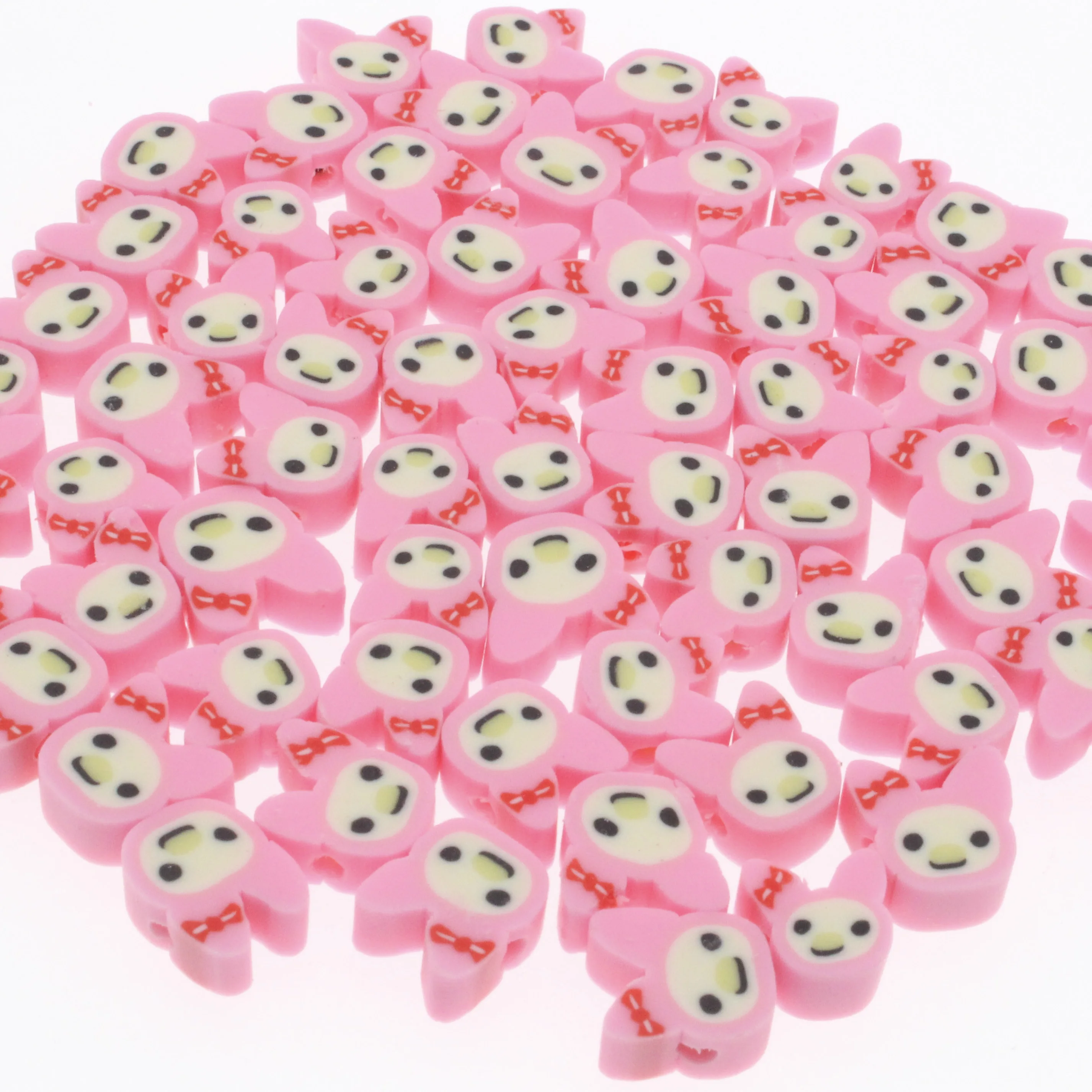 

30/50/100Pcs Cute Pink Rabbit Clay Spacer Beads Polymer Clay Beads For Jewelry Making DIY Handmade Accessories 10mm