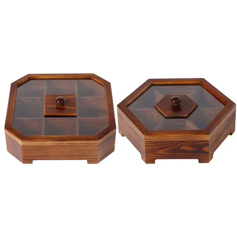 

Wooden Dried Fruit Box Multifunction Sectional Dried Fruit Snack Box Wedding Storage Container With Lid Fruit Plate