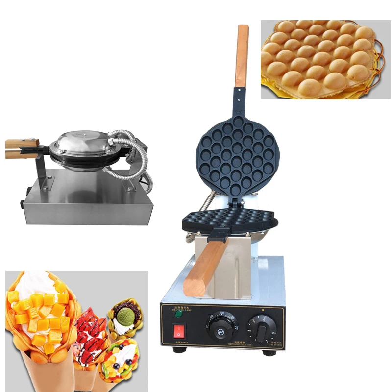 

110V /220V Commercial Electric Chinese Eggettes Puff Waffle Maker Non-stick Pan Iron Hongkong Bubble Eggs Cake Bake Machine Oven