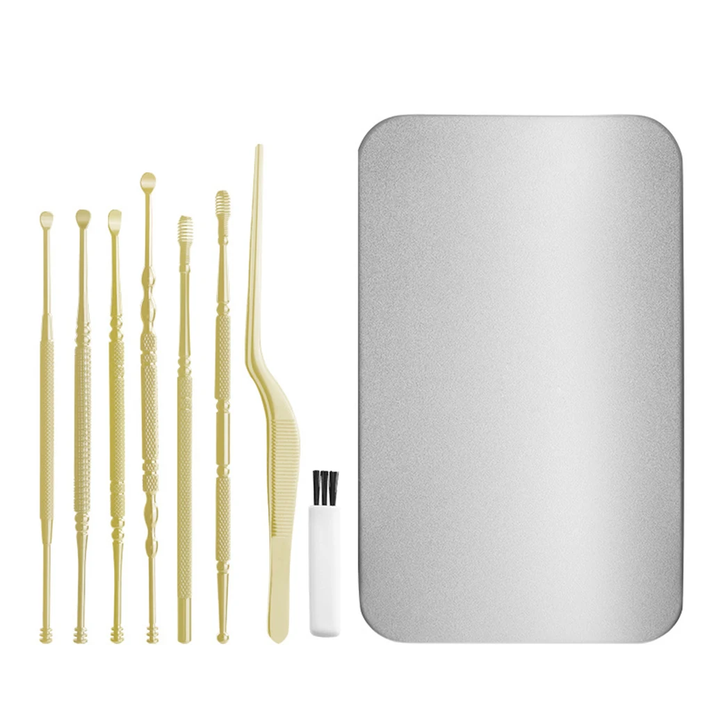 

Pack of 8 Earpick Sticks Stainless Steel Ear Care Picks Spoon Travel Spiral Earwax Removal Remover Salon Curette Silver